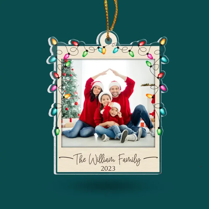 Family Photo Christmas Light - Personalized Acrylic Ornament, Ornament Gift For Family - ORN239