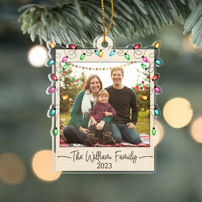 Family Photo Christmas Light - Personalized Acrylic Ornament, Ornament Gift For Family - ORN239