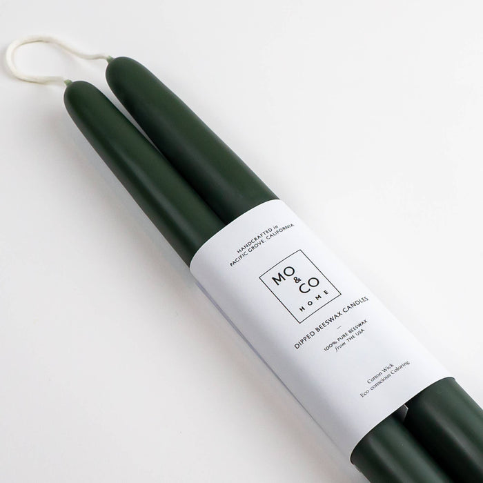 Mo&Co Home Candle Forest Green Beeswax Dipped Taper Candles