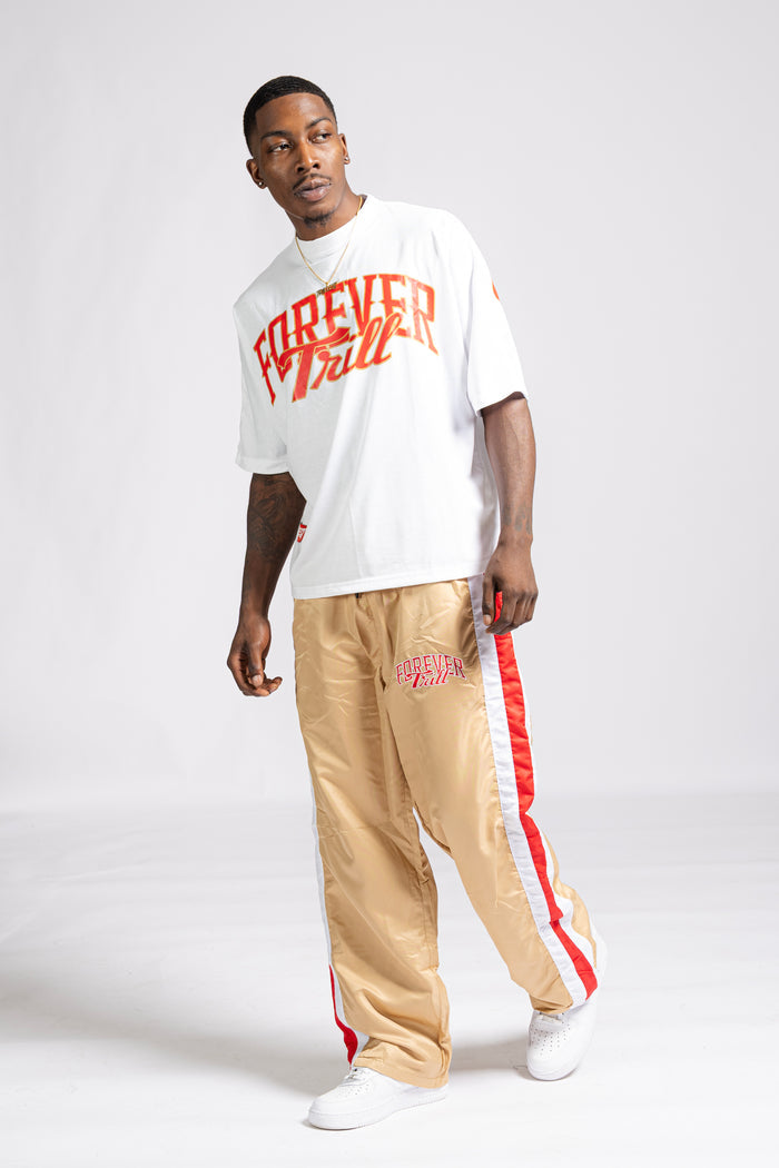 Forever Trill 3 Stripe Pants - Cream/Red/White