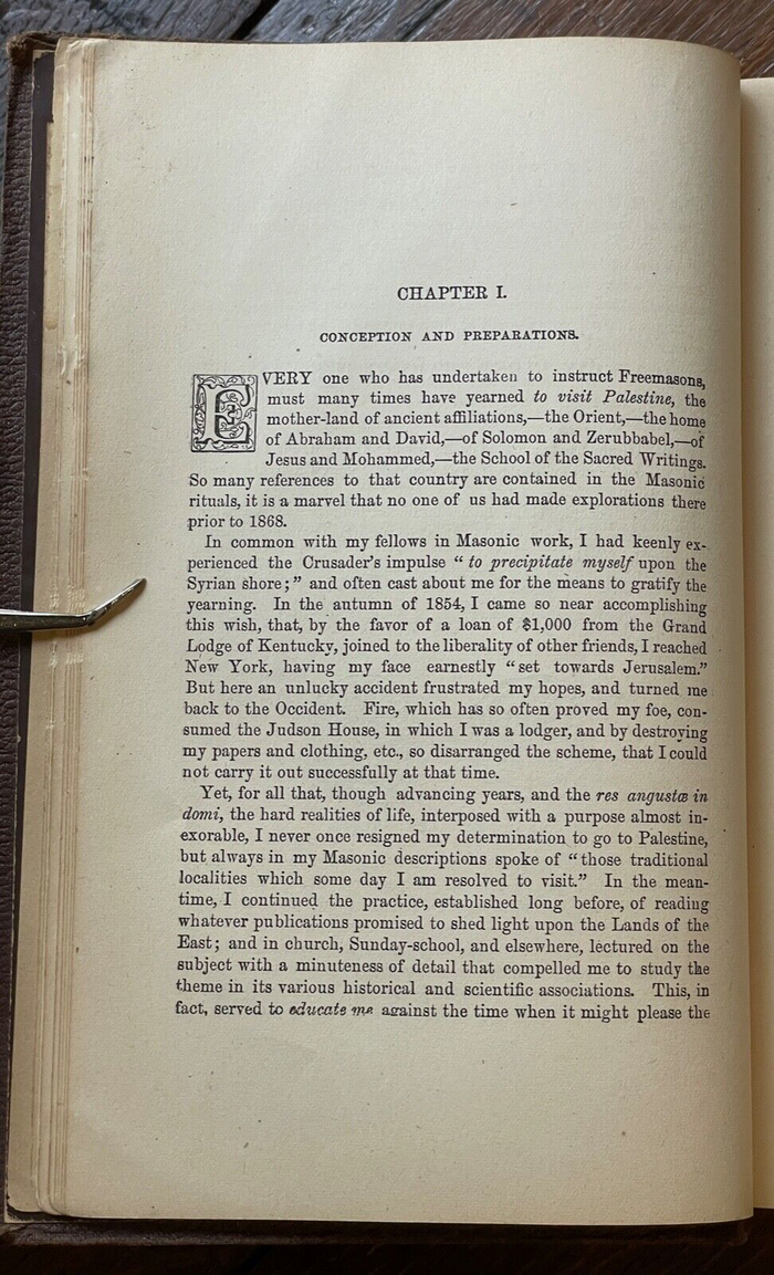 FREEMASONRY IN THE HOLY LAND / MASONIC EXPLORATION - Morris, 1879 - EASTERN STAR