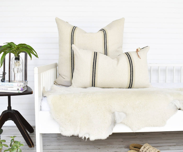 Celina Mancurti, LLC Pillow New French Cotton Pillow with Black Stripes
