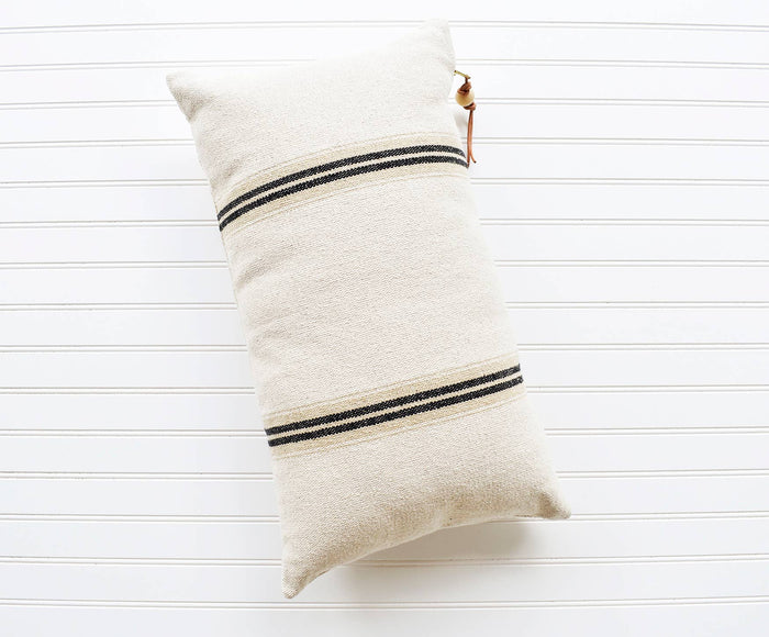 Celina Mancurti, LLC Pillow New French Cotton Pillow with Black Stripes