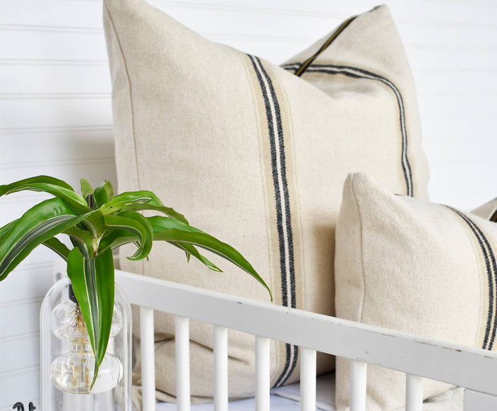 Celina Mancurti, LLC Pillow New French Cotton Pillow with Black Stripes