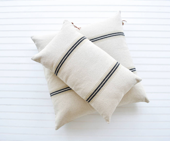 Celina Mancurti, LLC Pillow New French Cotton Pillow with Black Stripes