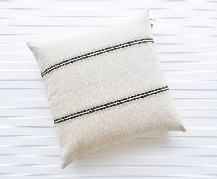 Celina Mancurti, LLC Pillow New French Cotton Pillow with Black Stripes