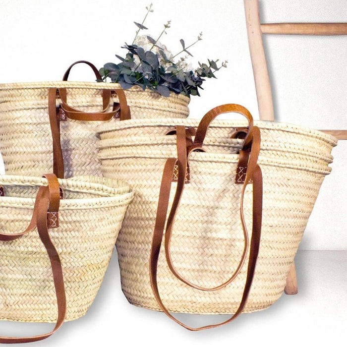 HandmadeBestSeller Handmade French Market Basket with Double Leather Handles