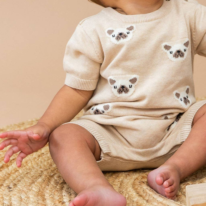 Viverano Organics SHOP Frenchie Jacquard Baby Romper
