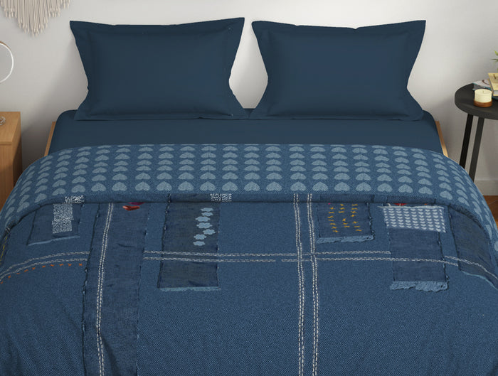 Genz 100% Cotton Double Quilt, 180 TC, Characters, Light Blue