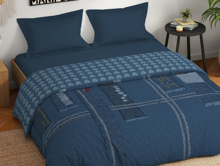 Genz 100% Cotton Double Quilt, 180 TC, Characters, Light Blue