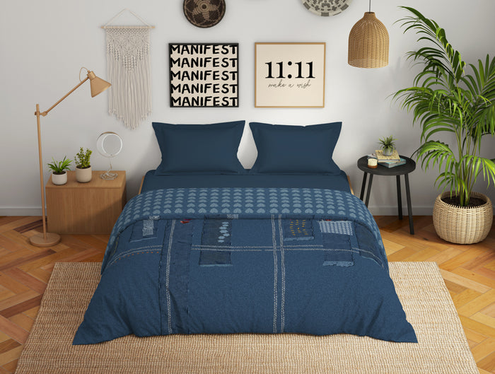 Genz 100% Cotton Double Quilt, 180 TC, Characters, Light Blue