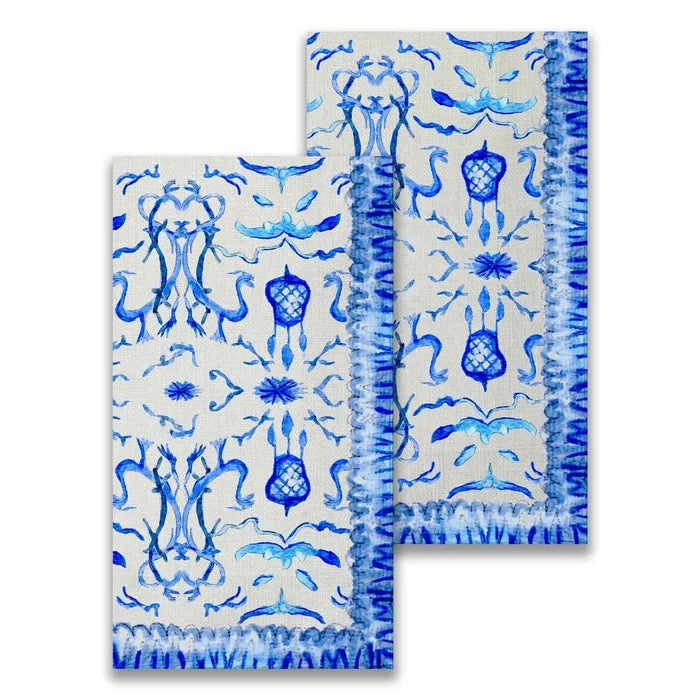 French Graffiti Ginger Jar Pattern Tree Guest Towels