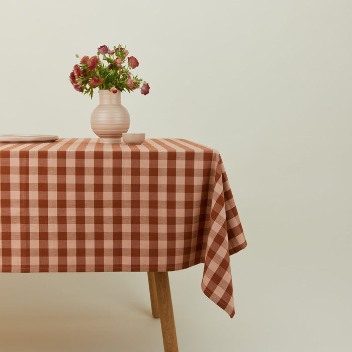 Hawkins New York Table Linens Blush/Terracotta Gingham Tablecloth