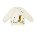 Giraffe Garden Embroidered Knit Baby Pullover Sweater (Organic Cotton)