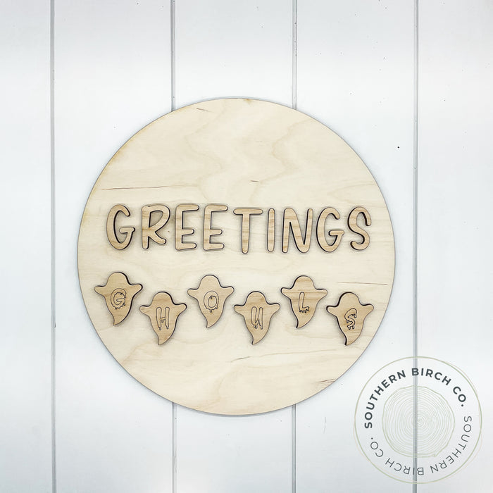 Greetings Ghouls 3D Round Blank