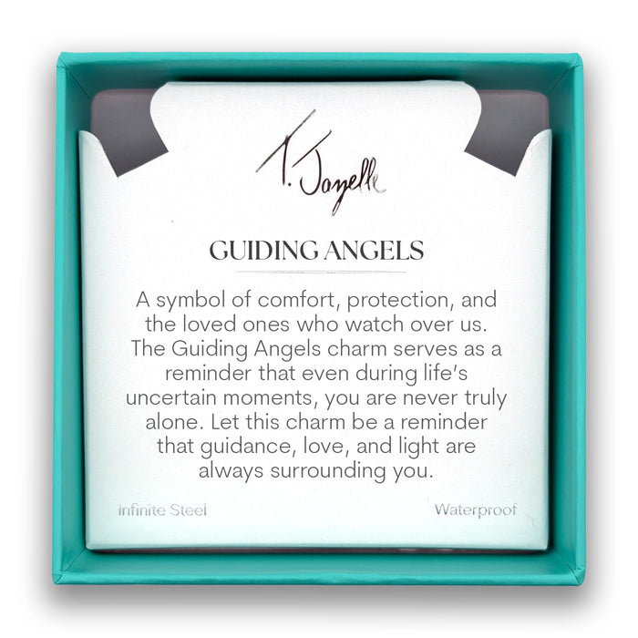 Guiding Angels Charm with Teal White Jade Gemstone Bracelet