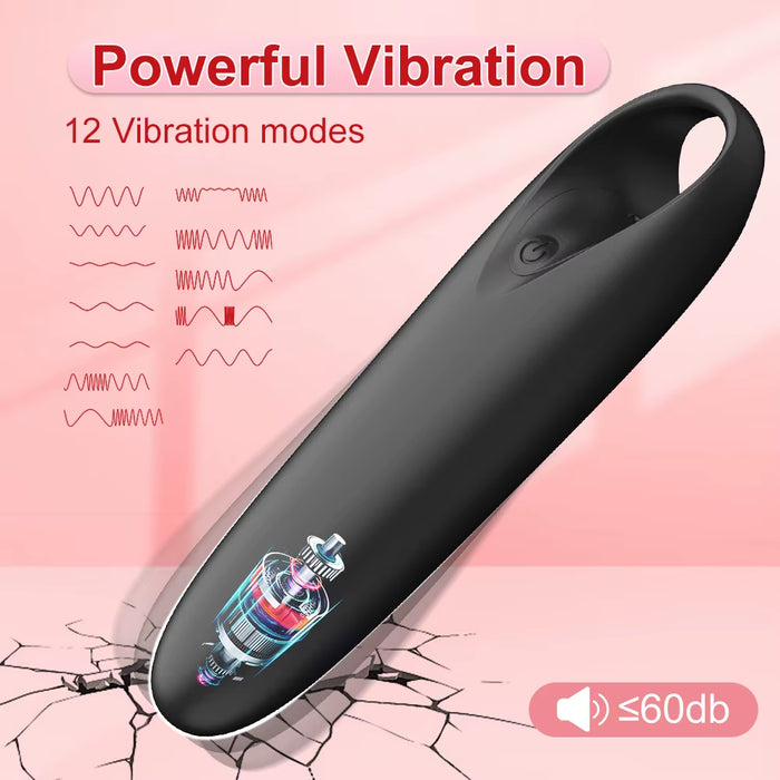 Handheld G-Spot Vibrator 12-Frequency USB Charge Bullet with Ring Jumping for Egg