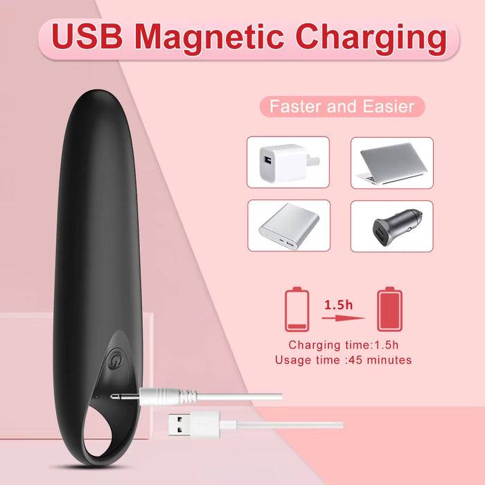 Handheld G-Spot Vibrator 12-Frequency USB Charge Bullet with Ring Jumping for Egg