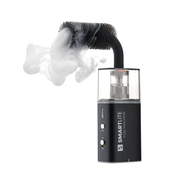 Black Smart Lite fog machine on dry ice setting with fog