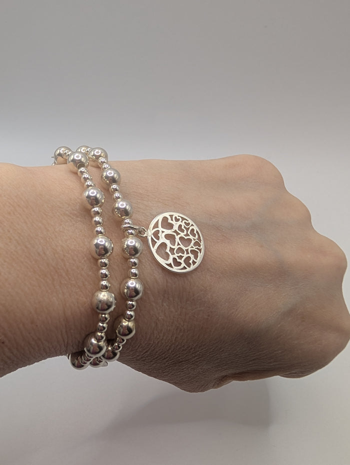 Handmade 925 Sterling Silver Chunky Bead Bracelet 3mm & 6mm