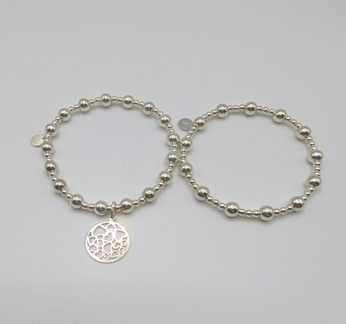Handmade 925 Sterling Silver Chunky Bead Bracelet 3mm & 6mm