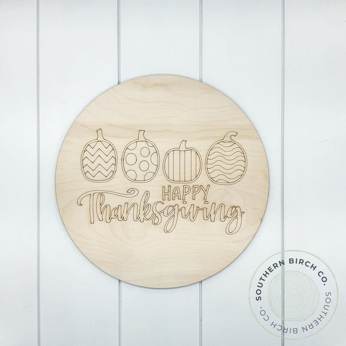 Happy Thanksgiving Etched Round Blank