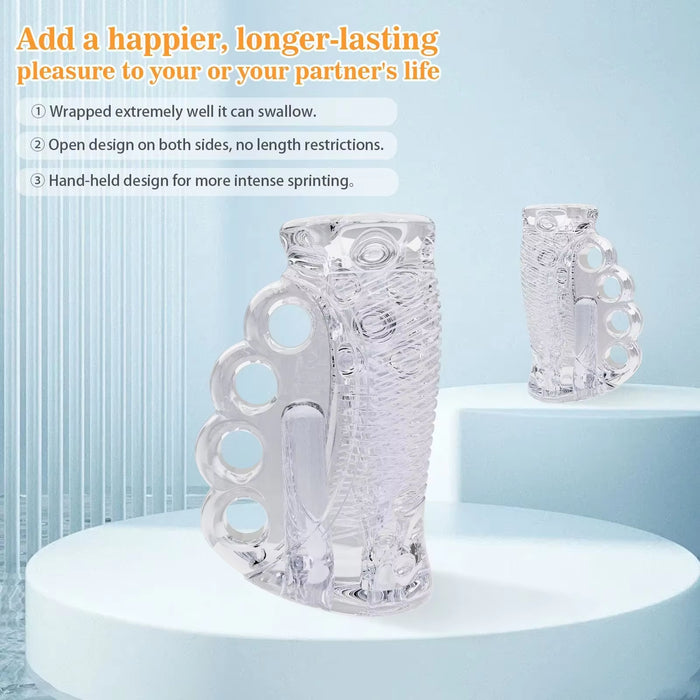 High Quality Transparent Hand Vibrating Silicone Men Masturbation Toys for Men - Male sex toy