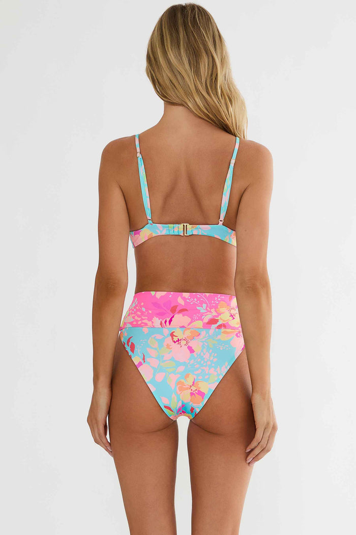 Colorful floral under wire swim top