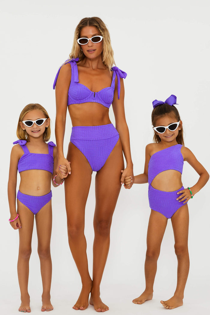 Purple Terry Cloth high waisted bikini bottom