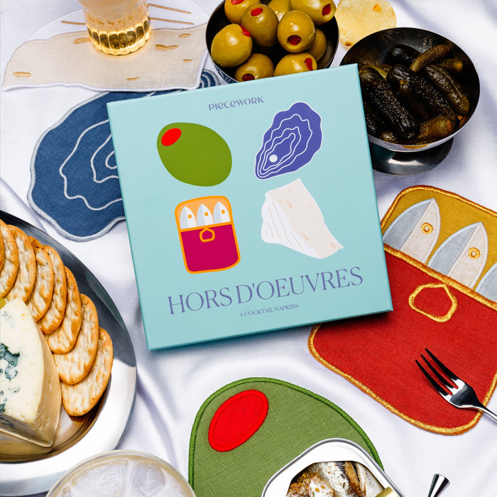 Piecework SHOP Hors D'Oeuvres Cocktail Napkins, Set Of 4