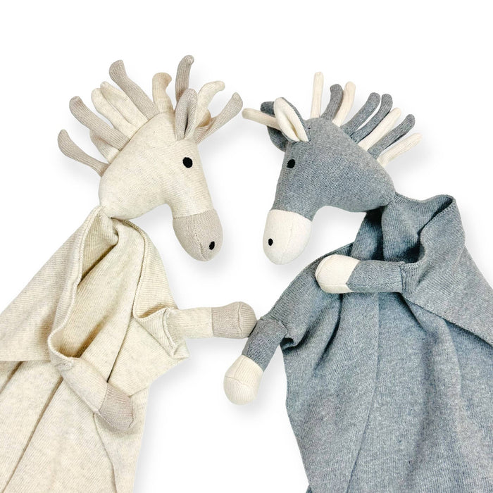 Viverano Organics Baby & Toddler Natural Heather Horse - Organic Baby Lovey Security Blanket Cuddle Cloth
