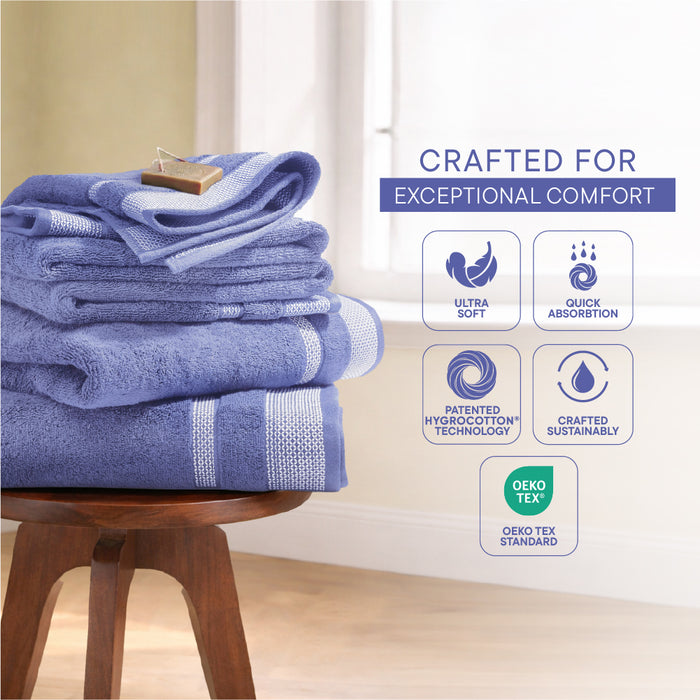 Hygro Hygro Cotton Bath Towel, 600 GSM, Solid, Blue