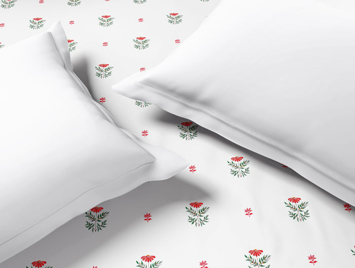 Innovations Hygro Cotton Double Quilt, 210 TC, Floral, White
