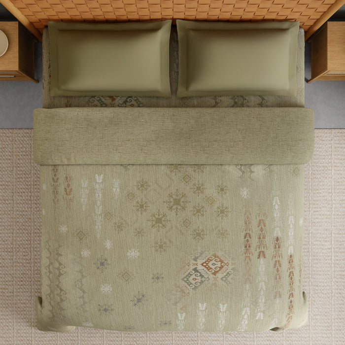 Innovations Hygro Cotton Double Quilt, 210 TC, Geometric, Green
