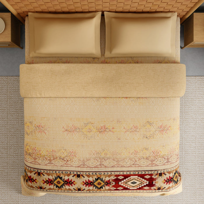 Innovations Hygro Cotton Double Quilt, 210 TC, Geometric, Light Brown