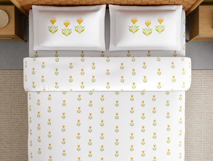 Innovations Hygro Cotton Large Bedsheet, 210 TC, Floral, White