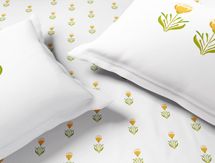 Innovations Hygro Cotton Large Bedsheet, 210 TC, Floral, White