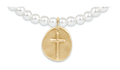 Enewton Inspire Cross Gold Charm Classic Pearl 4mm Bead Bracelet