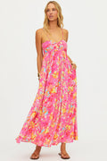 Colorful floral maxi dress with straps