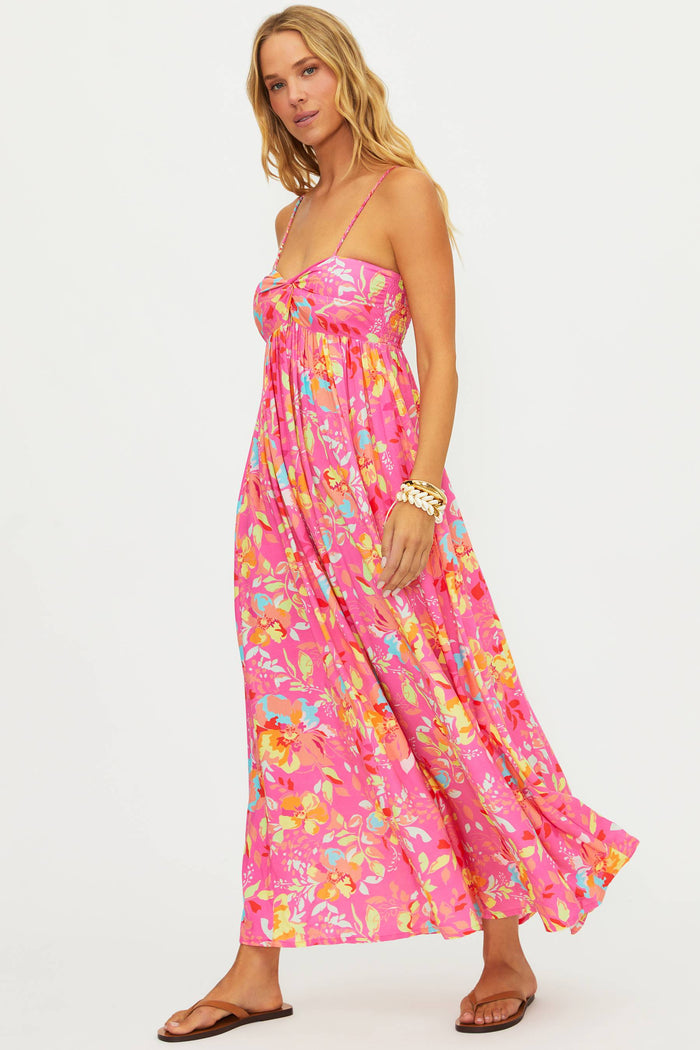 Colorful floral maxi dress with straps