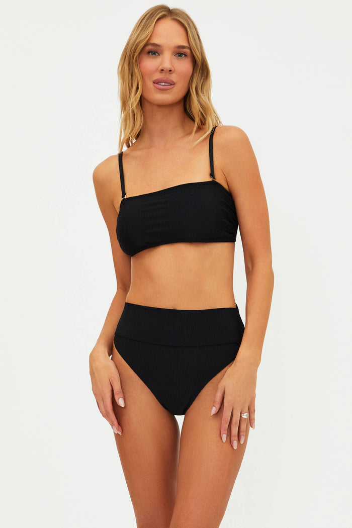 black ribbed swim suit