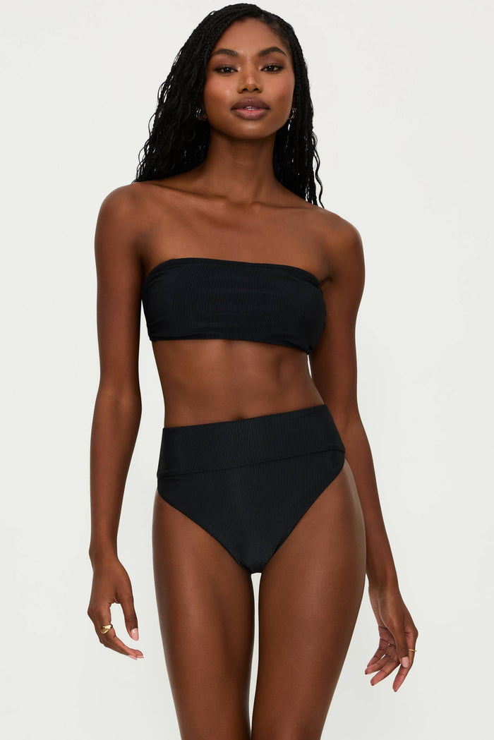 black ribbed swim suit
