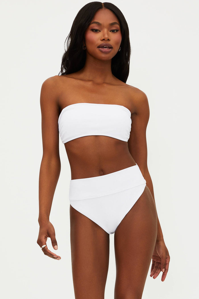 white ribbed bikini set
