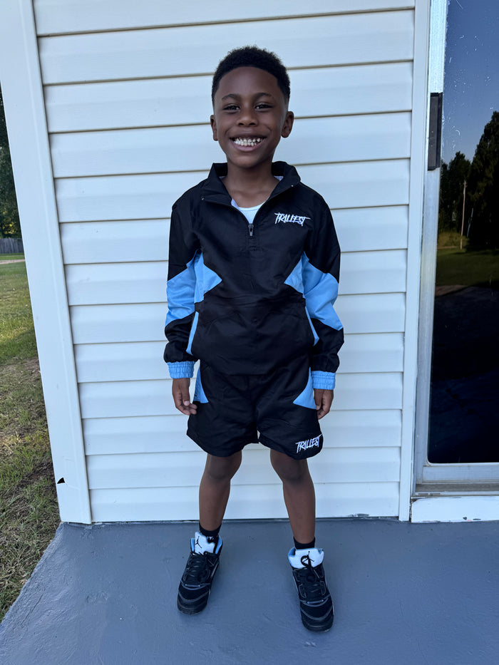Kids Windbreaker Set - Black\ UNC Blue