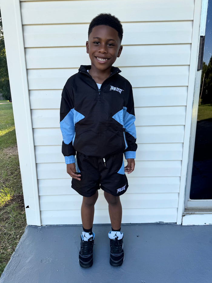 Kids Windbreaker Set - Black\ UNC Blue