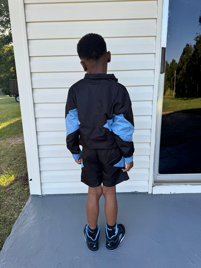 Kids Windbreaker Set - Black\ UNC Blue