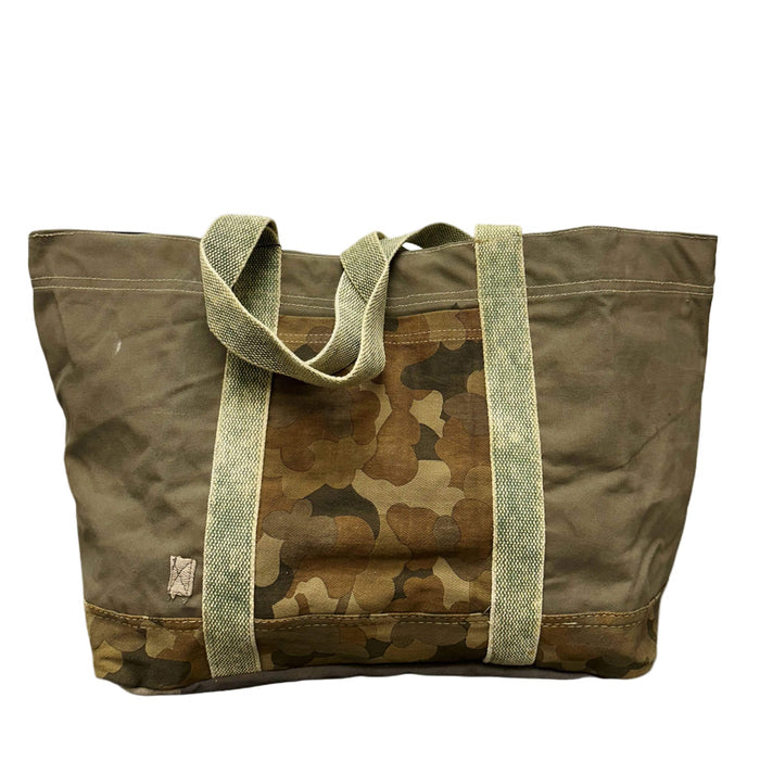 Vintage Addiction Bag Large Recycled Tent Tote with Camouflage