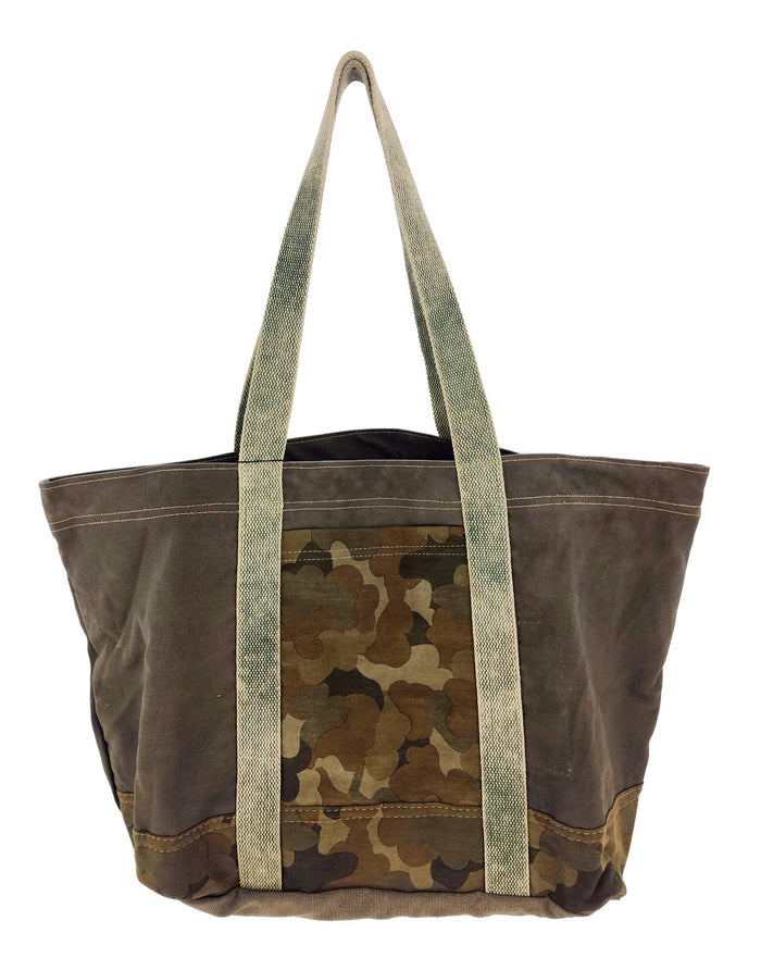 Vintage Addiction Bag Large Recycled Tent Tote with Camouflage