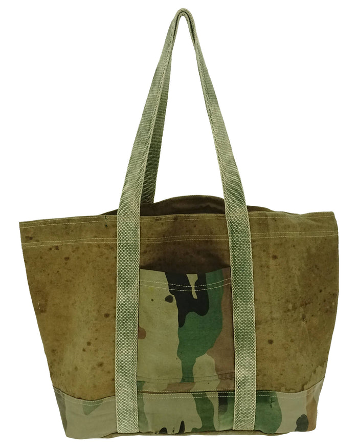 Vintage Addiction Bag Large Recycled Tent Tote with Camouflage
