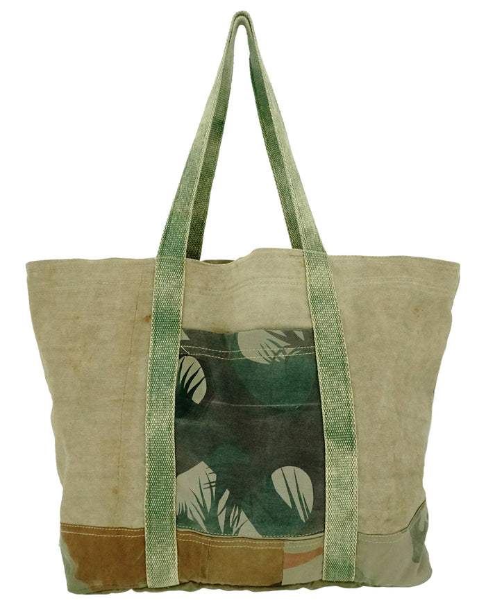 Vintage Addiction Bag Large Recycled Tent Tote with Camouflage